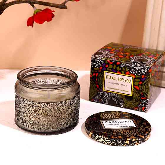 Свічка ароматична натуральна "Sandal wood rose" із соєвого воску без барвників у скляній чаші з кришкою Кам'янець-Подільський