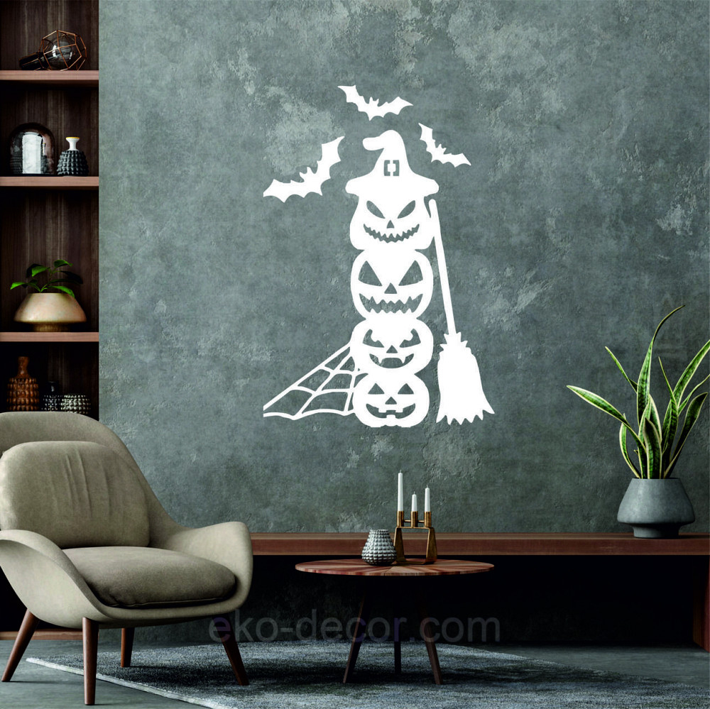 Декоративное настенное Панно «Хэллоуин - тыквы», Декор на стену 110*74 см, Белый Киев - изображение 5