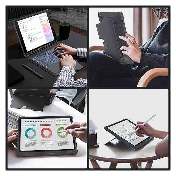 Чохол-клавіатура Nillkin для iPad A16 (11th/10th Gen) Сірий QWERTY трекпад 7-колірне підсвічування портрет/ландшафт Київ