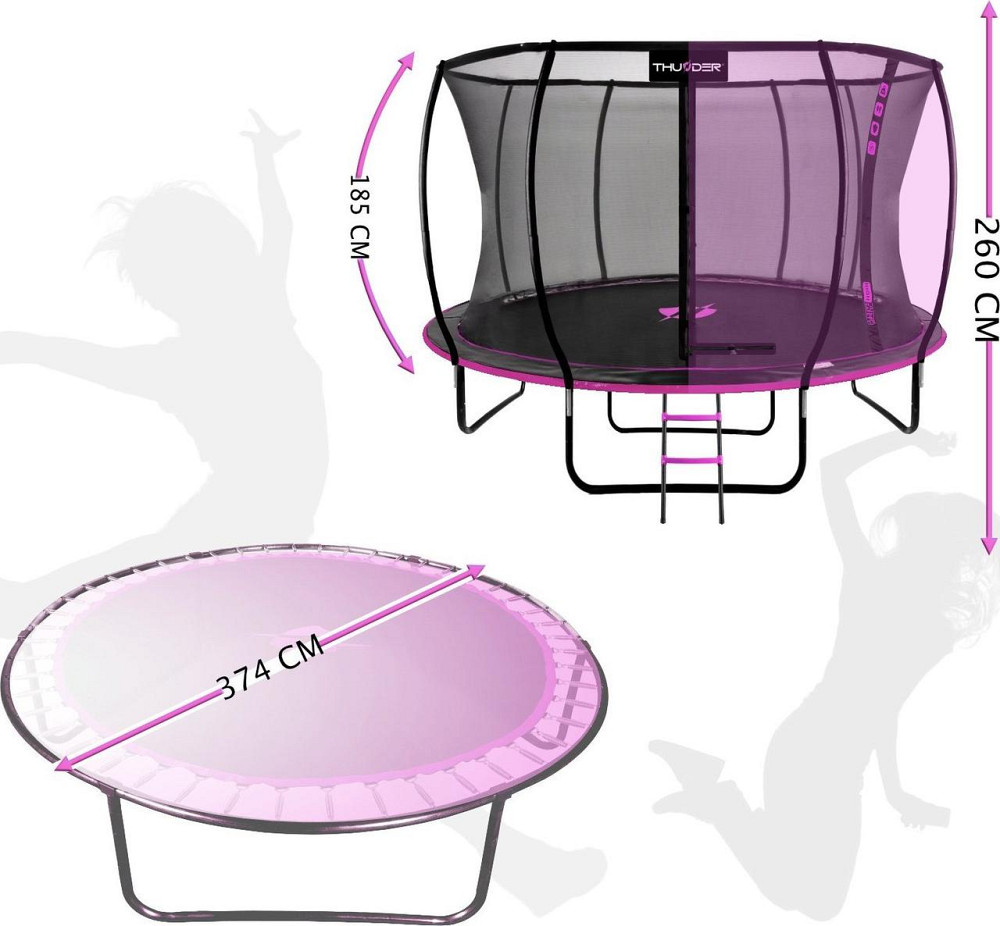 Батут THUNDER INSIDE ULTRA з внутрішньою сіткою 12 футів 374 см чорно-рожевий Київ - фото 2