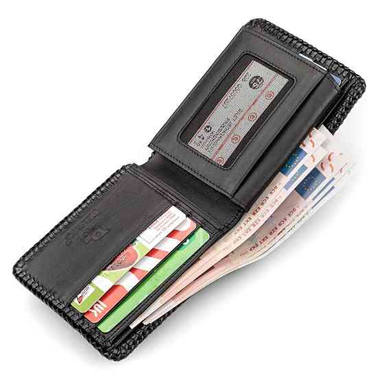 Портмоне CROCODILE LEATHER 18004 з натуральної шкіри крокодила Чорне Київ