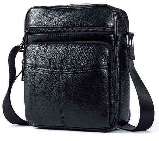 Сумка чоловіча компактна шкіряна Vintage 14909 Чорна Київ