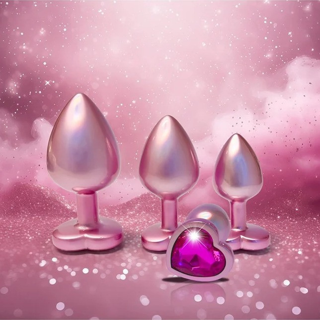 Набір із трьох анальних пробок Dream Toys Gleaming Love, розміри S, M, L, перламутрово-рожевий Sex Aura Київ - фото 4