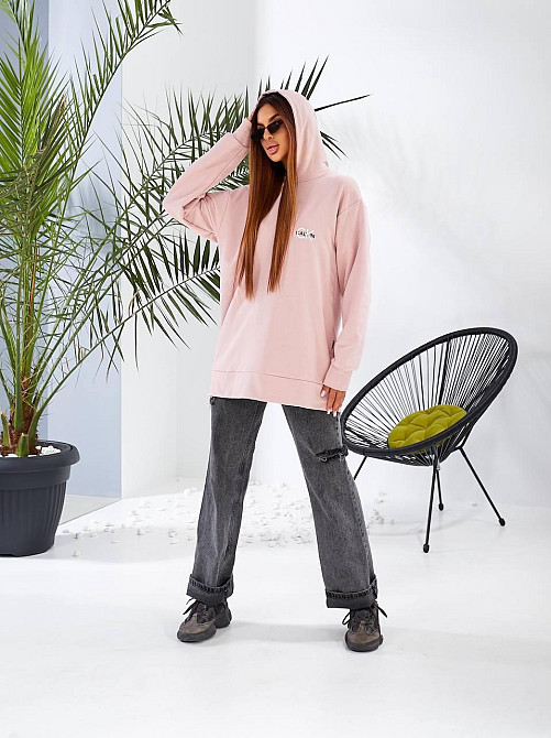 Женская базовая удлиненная худые с двойным глубоким капюшоном турецкий тринит, петля ПЕНЬЕ Одесса - изображение 7