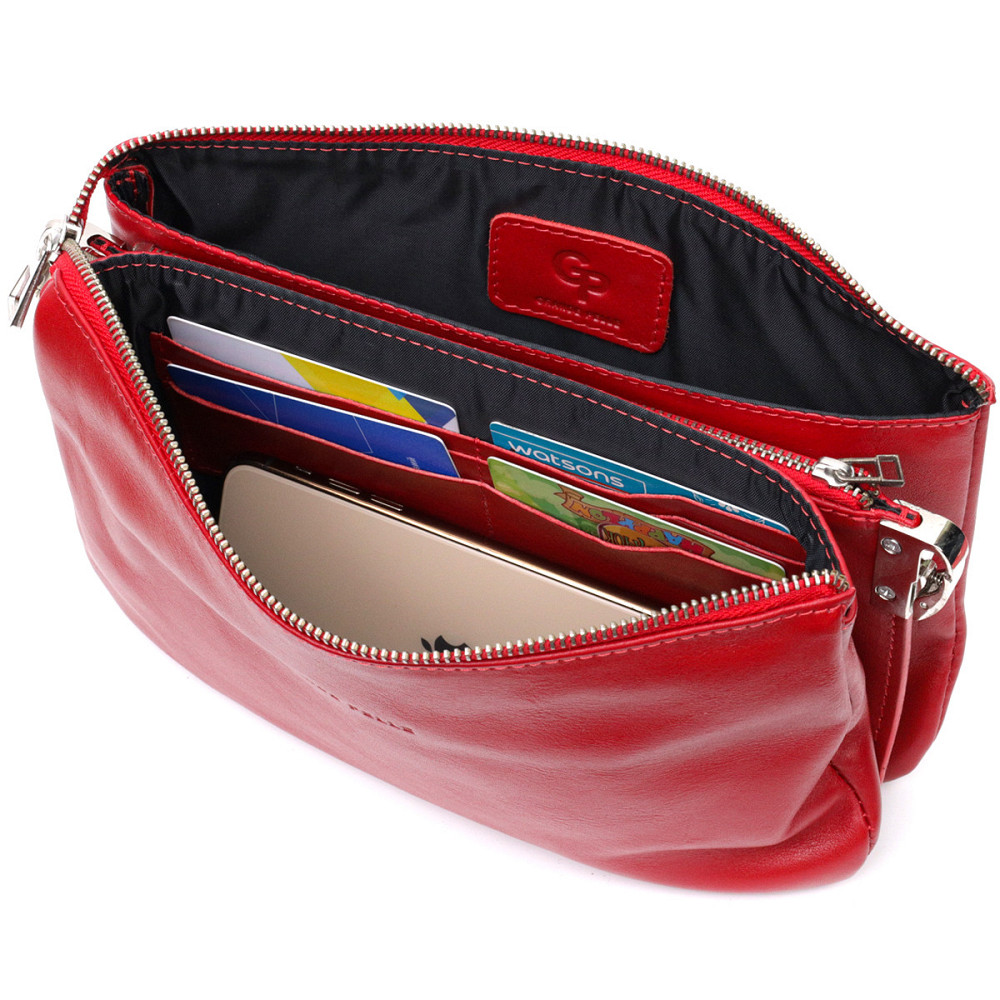 Яркий женский клатч из натуральной кожи GRANDE PELLE 11670 Красный Киев - изображение 5