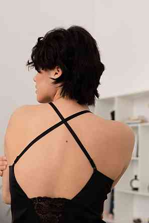 Жіноча шовкова нічна сорочка з відкритою спиною Чорний XL Харків