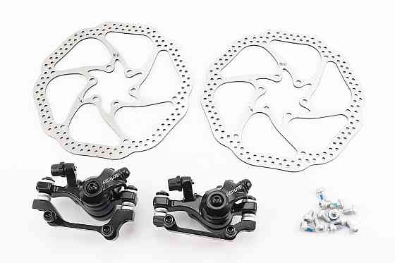 Гальмо Disk-brake переднє (F160/R140мм)+заднє (F180/R160мм), диски 160мм, кріпл. 6 болтів, чорні Київ
