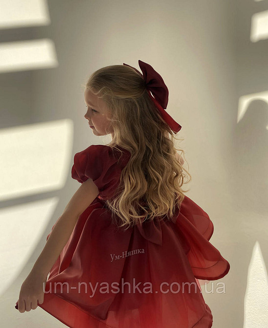 Бордовое платье пышное из шифона с бантом Кривой Рог - изображение 4