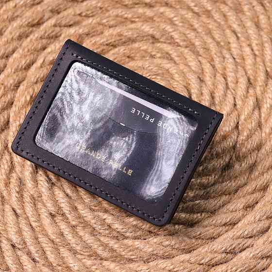 Практична шкіряна обкладинка на документи Чорна (GRANDE PELLE) Київ