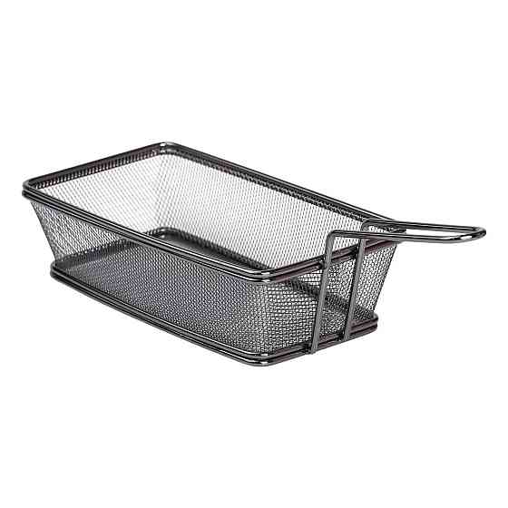 Zhongjing Кошик сервірувальний 21×11.5×5.5 см для подачі картоплі фрі та снеків з ручкою Чорний Коломия