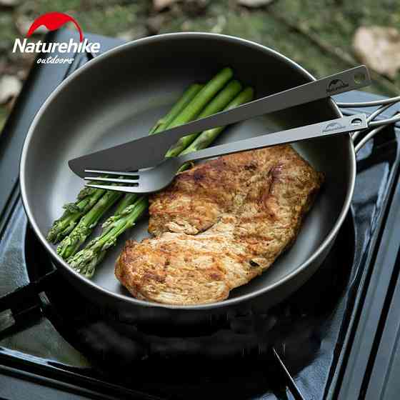 Набір столових приладів (ложка, виделка, ніж) з титану Naturehike NH19T011-D, сірий з мішечком Київ