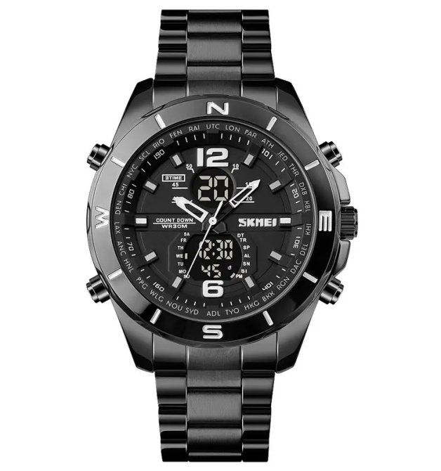 Чоловічий наручний годинник Skmei 1670 (Чорний) Київ - фото 1