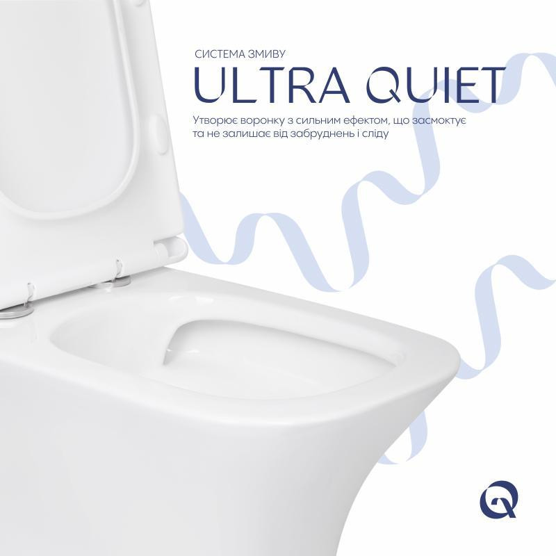 Унітаз підлоговий Qtap Presto Quadro безобідковий із сидінням Soft-close QTPRE27W51021 Київ - фото 5