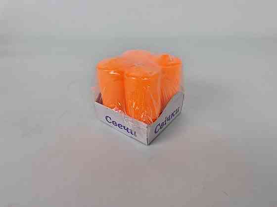 Цветная Цилиндр парафиновая свеча (40/80) ОРАНЖЕВАЯ крашеная  внутри белая (4 шт) Харьков