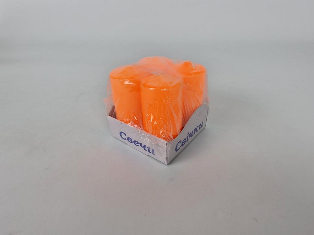 Цветная Цилиндр парафиновая свеча (40/80) ОРАНЖЕВАЯ крашеная  внутри белая (4 шт) Харьков - изображение 1