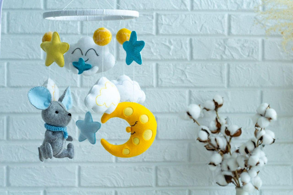 Дитячий музичний мобіль на ліжечко для немовлят WooolyWool «Мишеня» з 35 мелодіями Київ - фото 7
