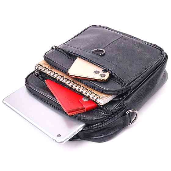 Якісна чоловіча сумка з натуральної шкіри 21278 Vintage Чорна Київ