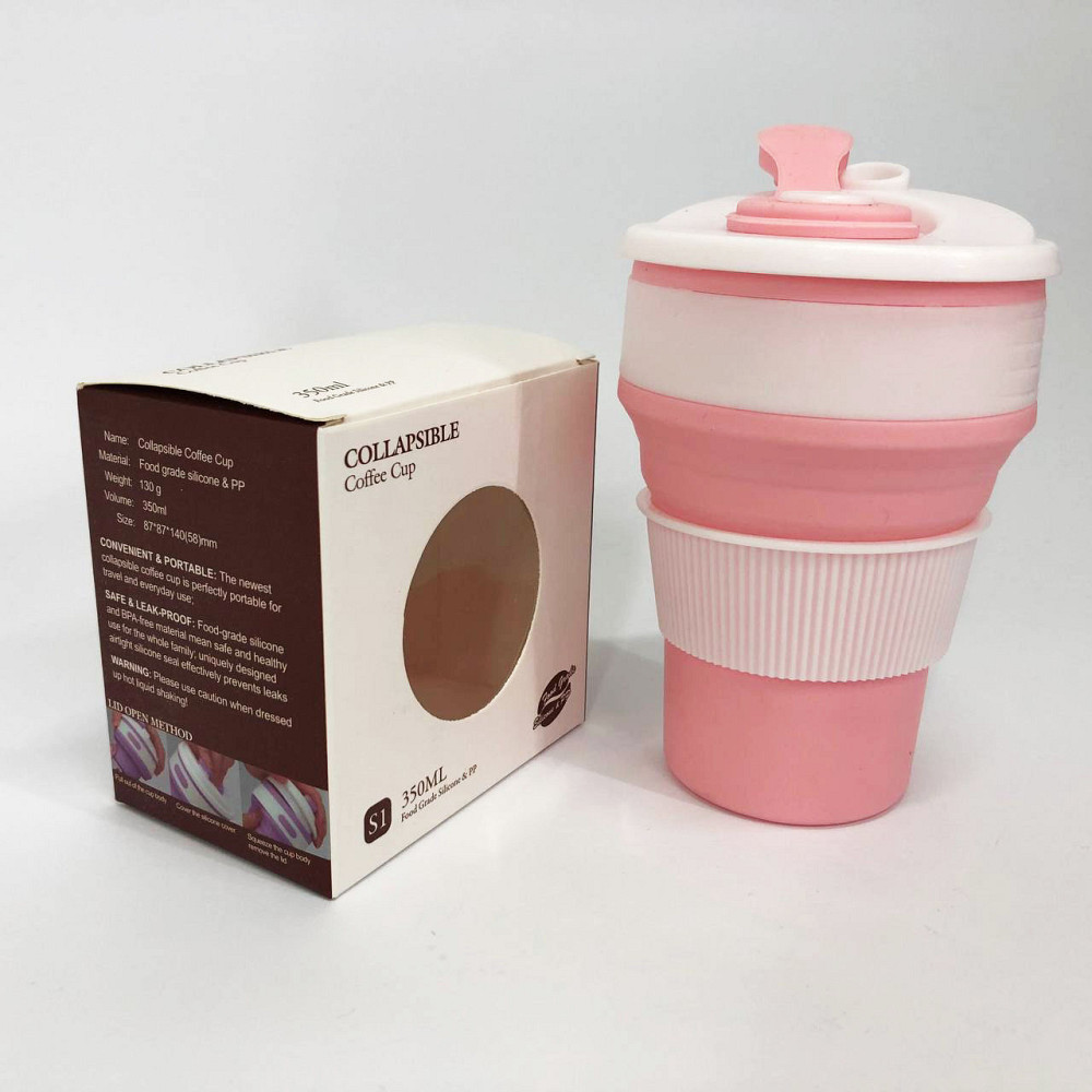 Силиконовая термо-чашка 350 мл, Многоразовая силиконовая чашка, Стакан раздвижной складной WM-59 Львов - изображение 4