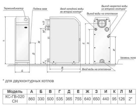 Котел газовый АТЕМ Житомир-3 КС-Г-020 СН дымоходный напольный 20 кВт одноконтурный 200 м2 итальянская автоматика задний дымоход Тернополь