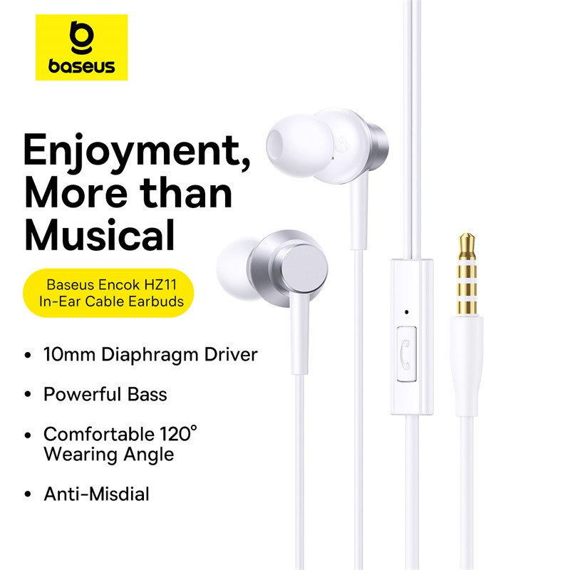 Наушники Baseus Encok HZ11 Wired Earphones Moon White A00164200213-Z1 Одесса - изображение 5