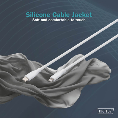 Дата кабель USB-C to Lightning 1.0m USB 2.0 60W silicone white Digitus (AK-600110-010-W) Винница - изображение 2