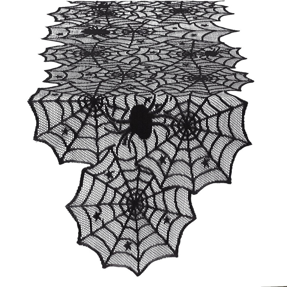 Скатертина на Хелловін Павутина з павуками 183 на 46 см чорний Київ - фото 1