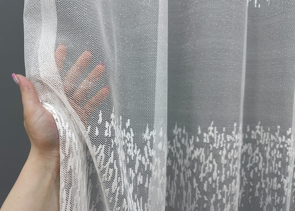 Тюль VR-Textil 1675т Жакард Білий з сірим 250х270 см (42-0948) Київ - фото 4
