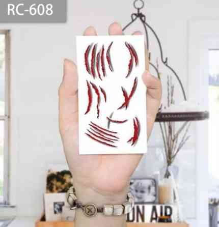 Наклейка тату для Хелловіну Подряпини 10 на 6 см червоний Київ