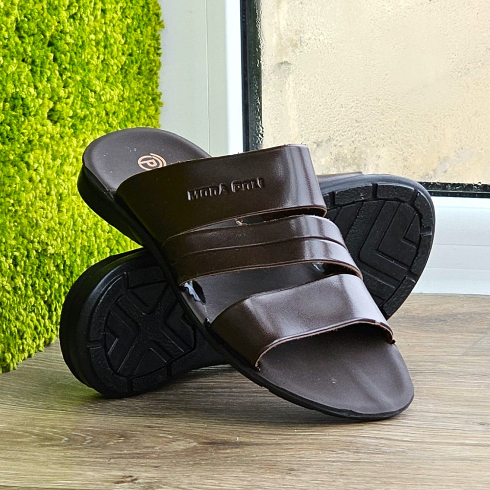 Мужские Шлёпанцы Тапочки Сланцы Коричневые Кожаные (размеры: 41,42,43,44,45) Днепр - изображение 8