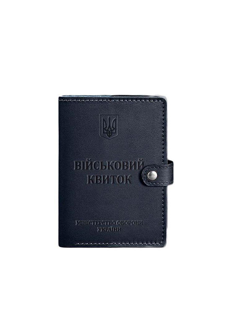 Шкіряна обкладинка портмоне для військового квитка 15.0 темно-синя обкладинка на військовий квиток з відділом для карт Одеса - фото 6