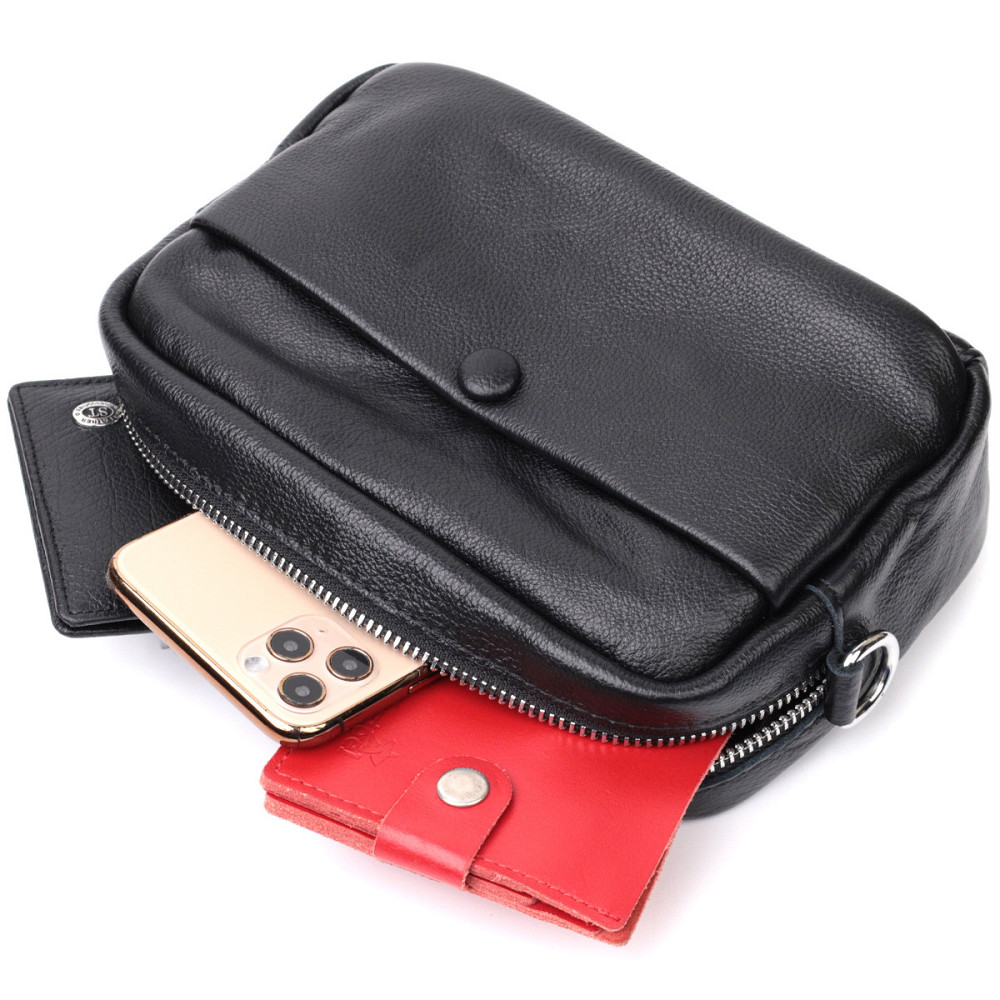 Женская сумка из натуральной мягкой кожи Vintage 22436 Черная Киев - изображение 8