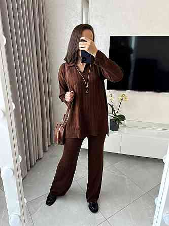 Жіночий базовий теплий костюм двійка: светр і штани машинна вʼязка Одеса