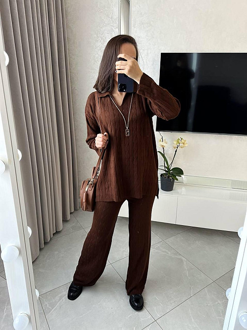 Жіночий базовий теплий костюм двійка: светр і штани машинна вʼязка Одеса - фото 2