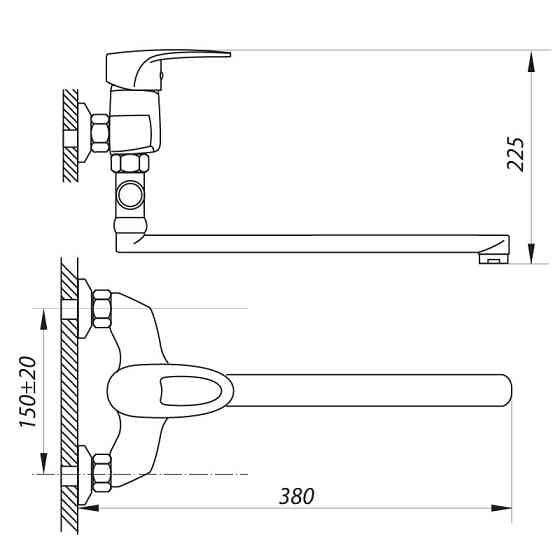 Змішувач для ванни Zerix EDL 180 (ZX0030) Київ