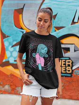 Футболка чоловіча з аніме принтом Джунджі Іто Узумакі Хоррор оверсайз (S/M/L) Чорний AnimeJ0469 Дніпро