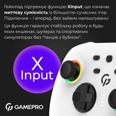 Геймпад GamePro GPX13W 2.4G/BT 5.1/USB/PC/iOS/Android RGB White (GPX13W) Вінниця - фото 6
