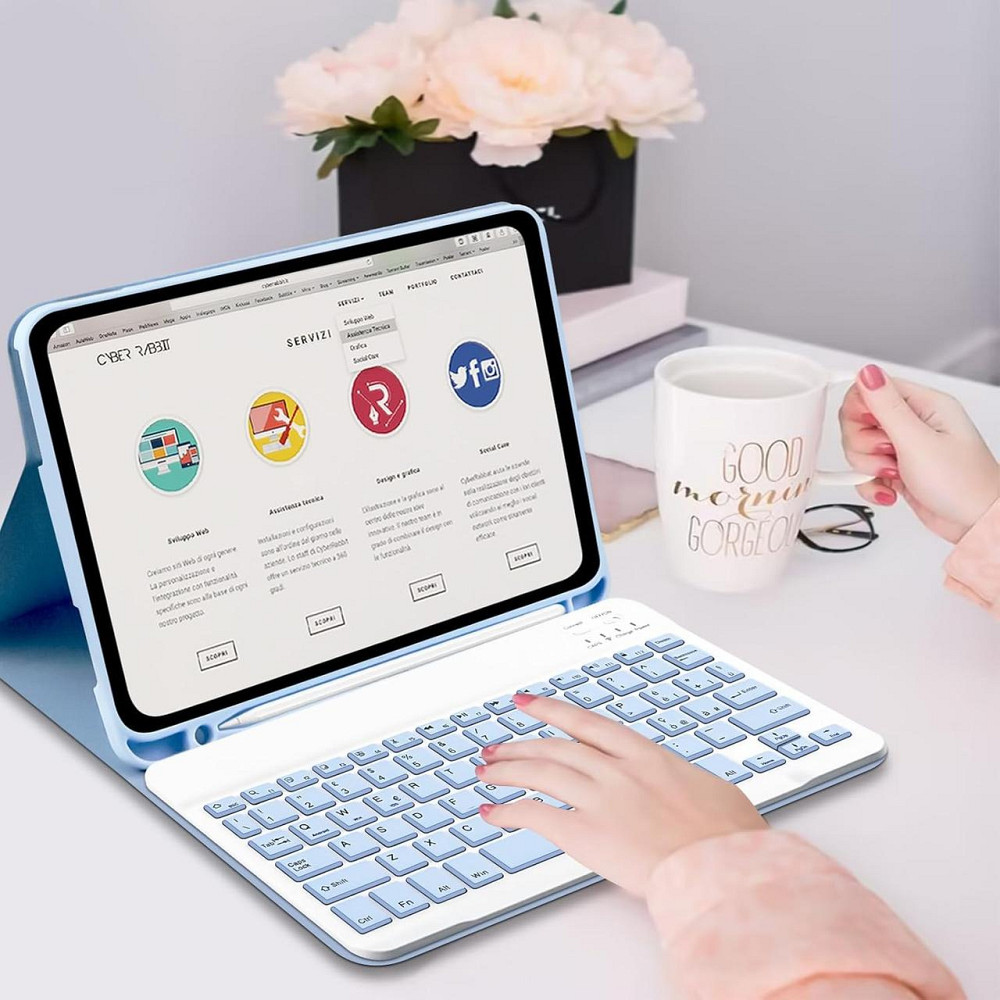 Чохол-клавіатура Lielax для iPad 10th Gen 10.9" Blue Італійська QWERTY знімна Bluetooth клавіатура тримач стилуса PU Київ - фото 5