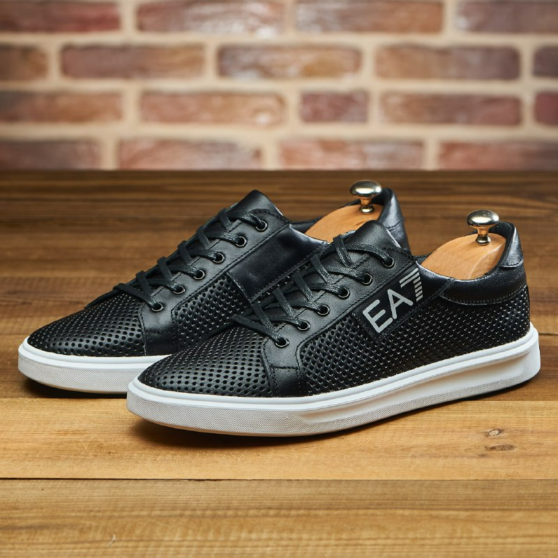 Шкіряні чоловічи літні кеди перфорація чорного кольору Харьков - изображение 1