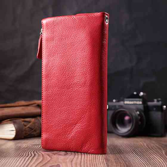 Кошелек-клатч для женщин с двумя молниями Красный (ST Leather) Киев