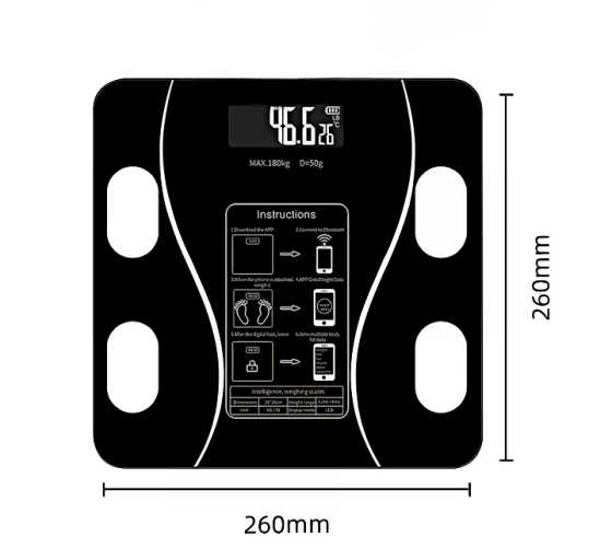 Ваги підлогові з Bluetooth підключенням до телефону, розумні смарт-ваги - чорні Київ