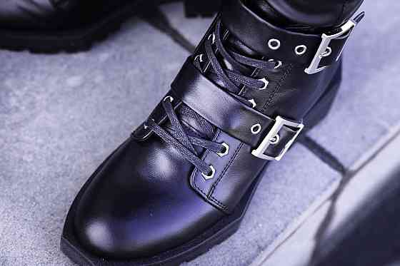 Черевики жіночі шкіряні демісезонні весна-осінь на низькому ходу чорні (2761) р. 38-40 / Череви Коломыя