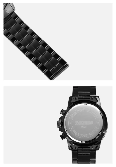 Чоловічий класичний годинник на браслеті Skmei 9235 (Чорний) Вінниця - фото 6