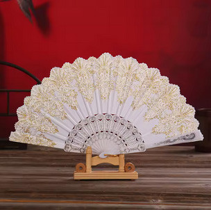 Веер ручной складной белый Киев - изображение 1