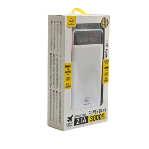 Універсальна мобільна батарея Maxcell PJ0086 30000mAh 2.1A Білий Вінниця - фото 3