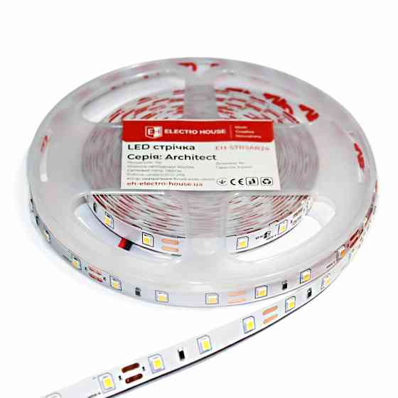 LED стрічка  7Вт 24В SMD2835 60 діодів 1050 Лм холодний білий 6500К, серія Architect, гарантія 3 роки Дніпро