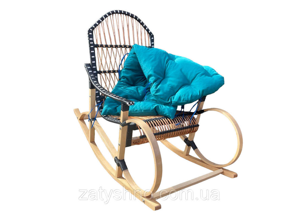 Крісло гойдалка з блакитною подушкою Київ - фото 5