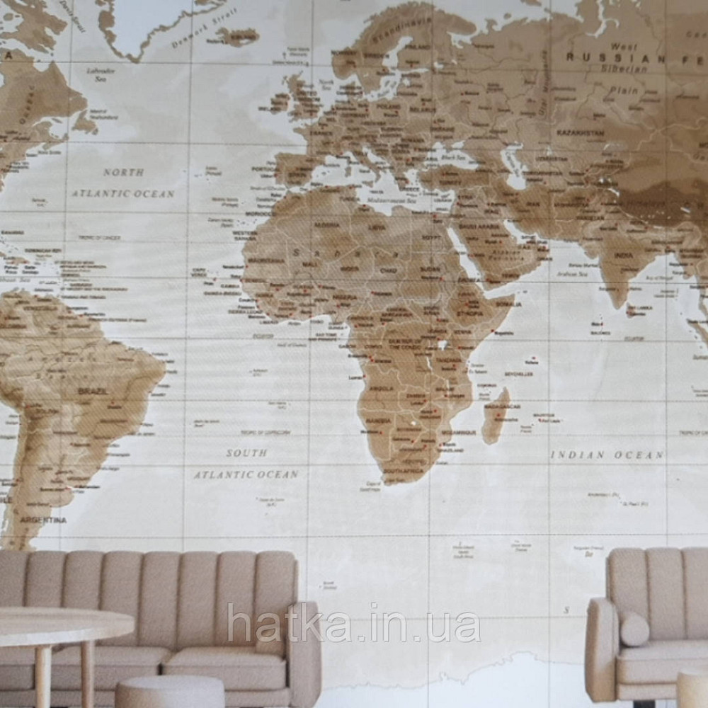 Шпалери вінілові на флізелін карта світу Київ - фото 7