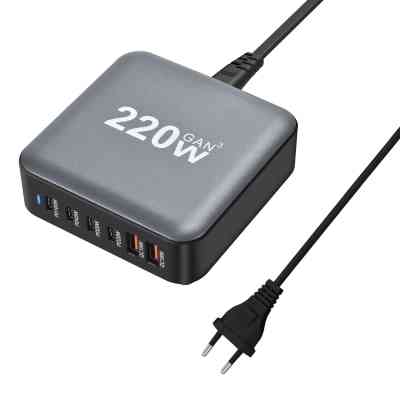 Зарядний пристрій XoKo 1xUSB-С PD100W + 1xUSB-С PD45W + 2xUSB-С PD20W + 2xUSB QC18W 220W GaN (QC-220) Вінниця