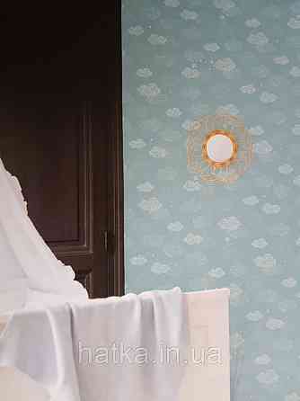 Шпалери флізелінові дитячі Lutece Tartine et Chocolat небо хмари хмари зорі місяць білі на сіро-синій Київ