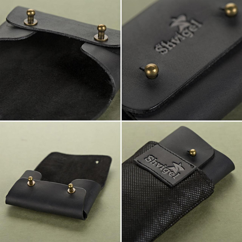 Візитниця SHVIGEL 16159 з натуральної винтажной шкіри Чорна Київ - фото 4